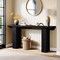 Black MDF Sofa Table with Triangular Side Panels and Modern Design